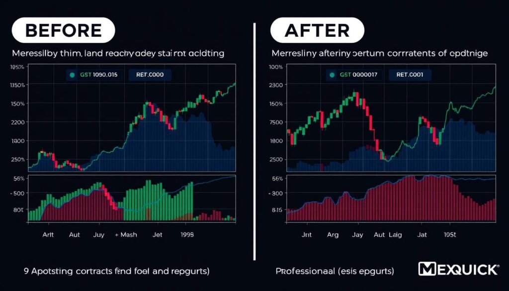 Before and after trading results showing improvement with rhythm contract trading approach Before and after trading results showing improvement with rhythm contract trading approach