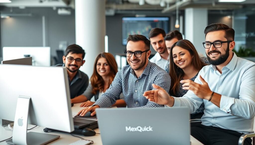 Diverse group of traders benefiting from rhythm contract trading on the MexQuick platform Diverse group of traders benefiting from rhythm contract trading on the MexQuick platform