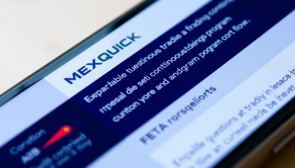 MEXQUICK continuous trading program FAQ section on mobile device MEXQUICK continuous trading program FAQ section on mobile device