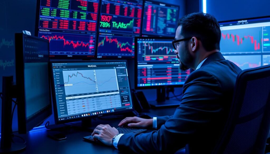 Trader analyzing economic calendar to select event contract trading opportunities Trader analyzing economic calendar to select event contract trading opportunities