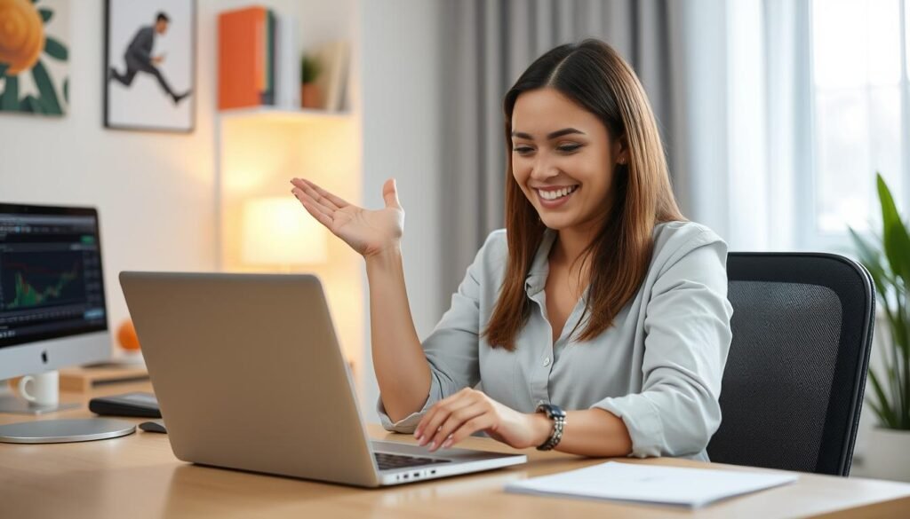 Trader celebrating mexquick continuous trading reward achievement Trader celebrating mexquick continuous trading reward achievement